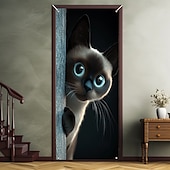 cheap Door Covers-Cute Cats Door Decorations Door Covers Animal Hide and Seek Door Tapestry Door Curtain Decoration Backdrop Indoor/Outdoor Door Banner for Front Door Farmhouse Peekaboo