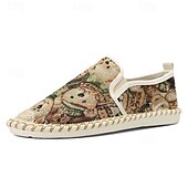cheap Men&#039;s Slip-ons &amp; Loafers-Men&#039;s Animal Print Canvas Espadrille Slip-On Shoes with Jute Rope Sole – Comfortable Casual Summer Footwear