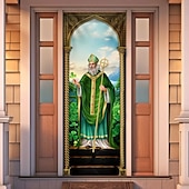 billige Ferievev-saint patrick&#039;s day dørteppe lucky shamrocks dørgardindekorasjon bakgrunn innendørs/utendørs dørbanner til inngangsdør gårdshus