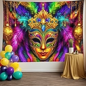 billige Ferievev-karneval mardi gras hengende billedvev maske veggkunst stor billedvev veggmaleri dekor fotografi bakteppe teppe gardin hjem soverom stue dekorasjon