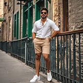 cheap Work Shorts-Men's Dress Shorts Work Shorts Casual Shorts Golf Shorts Pocket Straight Leg Solid Colored Comfort Wearable Knee Length Outdoor Daily Streetwear Stylish Black Brown