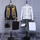cheap Outfits-Retro Vintage 1980s Pants Outfits Suits &amp; Blazers Prince Aristocrat Sequins Jacquard Fancy Dress Men's Halloween Carnival Masquerade Party Performance Pride Parade Adults' Coat Pants