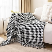 economico Coperte e plaid-coperta con lavorazione a pied de poule modello classico e senza tempo coperta resistente e morbida perfetta per letti, divani o sedie aggiunge un tocco sofisticato all&#039;arredamento della tua casa