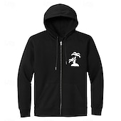 preiswerte Herren Elite Hoodies &amp; Sweatshirts-Herren Kapuzensweatshirt Vollreißverschluss-Kapuzensweatshirt Schwarz Weiß Mit Kapuze Farbblock Baum Pflanzen Reißverschluss Tasche Arbeit Sport &amp; Outdoor Lässig Cool Designer Grafik Herbst Winter