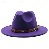 preiswerte Fedora-Hut-Herren Kentucky Derby Hut Sonnenhut Cowboyhut Fedora-Trilby-Hut Schwarz Weiß Wollig Vintage-Stil Mode 18. Jahrhundert Bundesstaat Texas Täglich Themenparty Einfarbig Sonnenschutz Cosplay