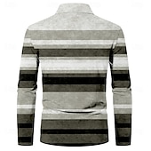 halpa Miesten printtipoolopaita-Miesten Raita Vohveli poolopaidat Golfpaita Pitkähihainen Poolopaidat Kauluspaidat Vapaa-aika Business Casual Juhla-iltavaatteet Arkikäyttö Napit 3D-tulostus Kevät Syksy Talvi Ruskea Vaalean sininen