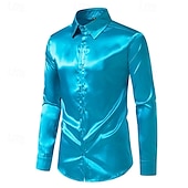 economico camicia da uomo con bottoni-Per uomo Camicia Camicia Estiva Camicia casual Camicia da Spiaggia Camicia con Colletto Camicia con Bottoni Nero Bianco Giallo Rosso Blu marino Manica Lunga Semplice Bavero Vacanza Camicia hawaiana