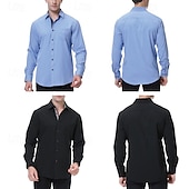 preiswerte Button-Down-Hemden für Herren-Herren Hemd Oberhemd Knopfhemd Glatt Hochzeit Party Schwarz Weiß Rosa Wein Langarm Kargen Frühling &amp; Herbst Bekleidung