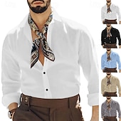 economico Casual da lavoro-Per uomo Camicia Camicia di lino Camicia casual Camicia con Bottoni Camicia di cotone Semplice Vacanza Camicia hawaiana Nero Bianco Cachi Grigio Manica Lunga Colletto alla coreana Primavera &amp; Autunno
