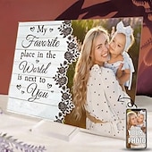 billige Bryllupsgave-Personlig tilpasset akryl fotostykke med base gave til bryllup par plakett Min favorittsted i verden er deg farsdag jubileum bryllup bryllupsgave 20*15cm (8“*6”)