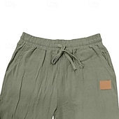 baratos Feriado-Homens Calças de linho Calças Calça verão Calças de praia Bolsos Com Cordão Cintura elástica Tecido Conforto Respirável Comprimento total Casual Diário Feriado Moda Estilo Clássico Preto Branco