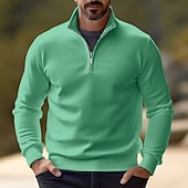 preiswerte Herrenpullover-Herren Pullover Kleid Pullover Strickpullover Overall Gerippt Stricken Standard Halfzip Troyer Schmaler Schnitt Glatt Ständer Basic Moderne zeitgenössische Arbeit Freizeitskleidung Bekleidung Winter