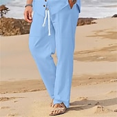 economico Set di camicie basic da uomo-Per uomo camicia di lino 2 pezzi Completo di camicia Camicia estiva Set abbinati Camicia da spiaggia Liscio Da mare Curise Nero Bianco Blu Manica lunga Colletto alla coreana Primavera estate