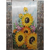 cheap Floral/Botanical Paintings-Mintura Handmade Abstract Tree Oil Paintings On Canvas Wall Art Decoration Modern Texture Flowers Picture For Home Decor Rolled Frameless Unstretched Painting