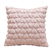 abordables Cubierta de cojín de vacaciones-Funda de almohada decorativa con forma de corazón de peluche para el día de San Valentín, 1 funda de cojín cuadrada suave, funda de almohada para dormitorio, sala de estar, sofá, sillón