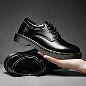 economico Semi-formale-scarpe stringate da uomo in similpelle nera con cuciture gialle, resistenti sneakers casual per il lavoro e l&#039;uso quotidiano