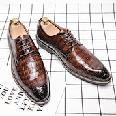 economico Formale-scarpe oxford da uomo in similpelle con motivo coccodrillo nero - calzature formali classiche con lacci per lavoro e occasioni speciali