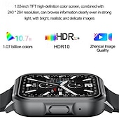 abordables Relojes inteligentes-Reloj inteligente ZW36A (DAFIT) con pantalla táctil completa de 1,83&quot; y codificador, resistente al agua, monitorización de la salud deportiva, oxígeno en sangre, presión arterial, frecuencia cardíaca