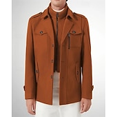 baratos Trench coat masculino-Homens Jaqueta de inverno gótica Peacoat Férias Diário Outono &amp; inverno Poliéster Térmico / Quente Vestível agasalhos Roupa Moda Clássico Tecido Bolsos Lapela Não Trespassado