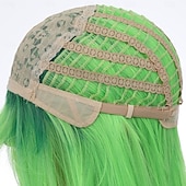 billige Karnevalsparykker-grønn parykk lang bølget grønn parykk med smell limegrønn parykk for kvinner lang ombre grønn parykk cosplay parykk varmebestandig syntetisk parykk for carvinal