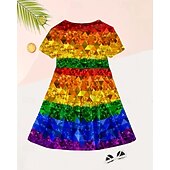 Dziewczyny ' 3D Graficzny Sukienka Krótki rękaw Lato Wiosna Urlop Codzienny Święto Księżniczka Piękny Słodkie Dzieci 4-12 lat Codzienne sukienki Sukienka A line Do kolan Regularny tanie Sukienka 3D Shining Vision-Dziewczyny ' 3D Graficzny Sukienka Krótki rękaw Lato Wiosna Urlop Codzienny Święto Księżniczka Piękny Słodkie Dzieci 4-12 lat Codzienne sukienki Sukienka A line Do kolan Regularny