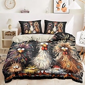 cheap 100% Cotton-Rooster Funny Duvet Cover Set 100% Cotton Soft and Comfortable Bedding Set with Fun Rooster Print Cozy and Stylish Perfect for Bedroom Decor Easy Care and Machine Washable