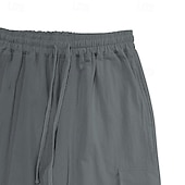billiga Klassisk-Herr Linne Byxor Cargo joggare Långbyxor Sommarbyxor Snörning Elastisk midja Flera fickor Slät Komfort Andningsfunktion Fullängd Utomhus Ledigt Dagligen Mode Klassisk Stil Svart Vit