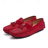 economico Slip-ons e mocassini da uomo-mocassini da uomo in finta pelle scamosciata marrone con dettaglio nappa e motivo in rilievo | comodi ed eleganti per l&#039;uso quotidiano