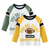 abordables T-shirts et chemises-Paquets multiples 2 pièces Garçon Col Ras du Cou manche longue Vert jaune. T shirt T-shirt Imprimer Graphic Vacances Usage quotidien 100% Coton Printemps &amp; Automne