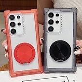 お買い得  サムスン用ケース-電話 ケース 用途 サムスンのギャラクシー S24 Ultra S24 Plus S24 S25ウルトラ バックカバー スタンド付き 磁石バックル ワイヤレス充電をサポート レトロ風 TPU PC