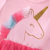 levne Šaty s jednorožcem-Děti Dívčí Šaty Jednorožec Dlouhý rukáv Venkovní Ležérní Slátanina Módní Rozkošný Polyester Nad kolena Volnočasové šaty Áčkové šaty Tylové šaty Léto Jaro 4 roky + Světlá růžová Fialová Sytě červená