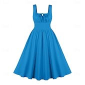 cheap Dresses-Retro Vintage 1950s Cocktail Dress Dress Flare Dress Solid Color Women&#039;s Masquerade Event / Party Bachelorette Party Festival Adults&#039; Dress Homecoming Dresses