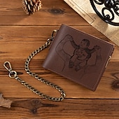 cheap For Men-Personalized Photo Engraved Leather Wallet Custom Best Gift for Dad, Bifold Wallet with Chain for Men, Husband, Son, Father&#039;s Day, Birthday, Christmas