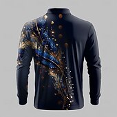 levne Pánské geometrické polo-Pánské Tónované Geometrický Polokošile Golfová košile Dlouhý rukáv Polo tričko Košile s límečkem Na běžné nošení Obchodní příležitostné Párty večerní šaty Na den Knoflíky 3D tisk Jaro Podzim Zima