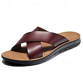 abordables sandales d&#039;extérieur-sandales décontractées à brides croisées pour hommes, chaussures d&#039;été confortables en similicuir pour l&#039;extérieur et la plage