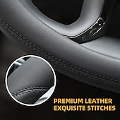 economico Copristerzo per auto-coprivolante in microfibra in pelle universale 38cm coprivolante auto bianco