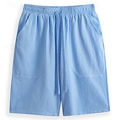 economico Vacanza-Per uomo Shorts Shorts di Lino Pantaloncini Estivi Shorts da Spiaggia Coulisse Elastico in vita Semplice Comodità Traspirante Lunghezza al ginocchio All&#039;aperto Quotidiano Spiaggia Moda Hawaiano Nero