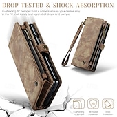 cheap Samsung Cases-Phone Case For Samsung Galaxy Z Fold 6 Z Fold 5 Z Fold 4 Wallet Case with Stand Holder Zipper with Wrist Strap Retro TPU PU Leather