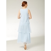 cheap Floor Length-Sheath / Column Mother of the Bride Dress Beach Wedding Elegant Simple Jewel Neck Ankle Length Chiffon Sleeveless with Tier Solid Color 2025