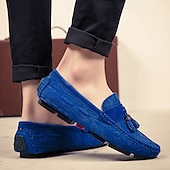 economico Slip-ons e mocassini da uomo-mocassini da uomo in finta pelle scamosciata marrone con dettaglio nappa e motivo in rilievo | comodi ed eleganti per l&#039;uso quotidiano
