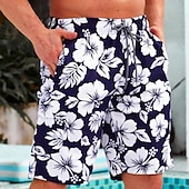Men's Swim Trunks Swim Shorts Board Shorts Bathing Suit Drawstring with Pockets Swimming Surfing Beach Water Sports Floral Summer Spring4