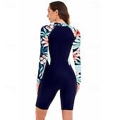 abordables Lycra de surf-Femme Maillot Anti UV Maillot de bain 1 pièce Protection solaire UV UPF50+ Poids Léger manche longue Spandex Le Maillot de corps Maillot de bain Zip sur le devant Natation Surf Plage Sports nautiques