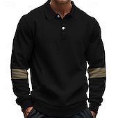 cheap Men&#039;s Classic Polo-Men&#039;s Golf Shirt Golf Polos Shirts Work Casual Lapel Long Sleeve Basic Modern Color Block Patchwork Buttons Spring &amp;  Fall Regular Fit Black White Army Green Khaki Gray Golf Shirt
