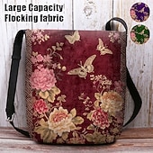 billiga Crossbodyväskor-vintage blommig crossbody-väska med fjärilstryck, lätt axelväska för kvinnor, fritids- och resebruk röd lila grön