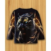 cheap Boy&#039;s 3D Animals-Boys 3D Graphic Animal Tiger T shirt Tee Long Sleeve Spring Fall Fashion Basic Kids 4-12 Years Crew Neck Outdoor Casual Daily Regular Fit