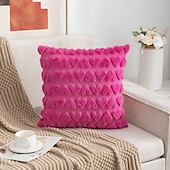 abordables Cubierta de cojín de vacaciones-Funda de almohada decorativa con forma de corazón de peluche para el día de San Valentín, 1 funda de cojín cuadrada suave, funda de almohada para dormitorio, sala de estar, sofá, sillón