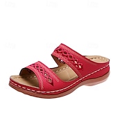 cheap Casual Sandals-Women&#039;s Dark Brown Slip-On Comfort Sandals with Arch Support and Cutout Straps, Casual Orthopedic Slide Shoes for Walking, Travel, and Daily Wear
