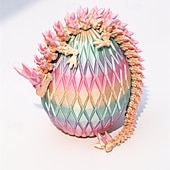 abordables Jouets fantaisie-Oeuf de dragon imprimé en 3D, dragon volant arc-en-ciel dans des œufs colorés, jouet anti-stress pour cadeau d&#039;anniversaire, figurine de bureau flexible, décoration