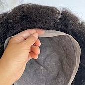 economico Pezzi di capelli umani e toupet-toupet afro per uomini neri, unità di capelli intrecciati, ricci crespi, pizzo completo, toupet per uomini afroamericani, sistemi di sostituzione dei capelli umani, parrucca a toppa per capelli ricci