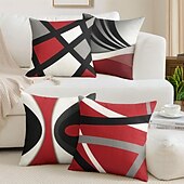 billige geometrisk stil-geometrisk pynteputetrekk 1stk mykt firkantet putetrekk putetrekk til soverom stue sofa sofastol svart rød grå